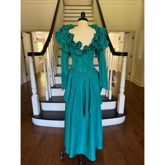 Vintage 80s Poof Ruffle Prom Dress Gilded Age Victorian Costume Cosplay Punk Fae - Picture 7 of 9